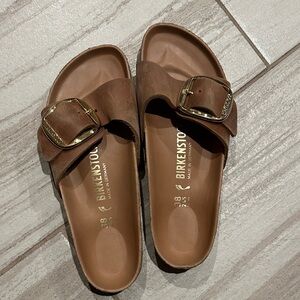Birkenstock Women's Tan Sandals with Gold Buckle